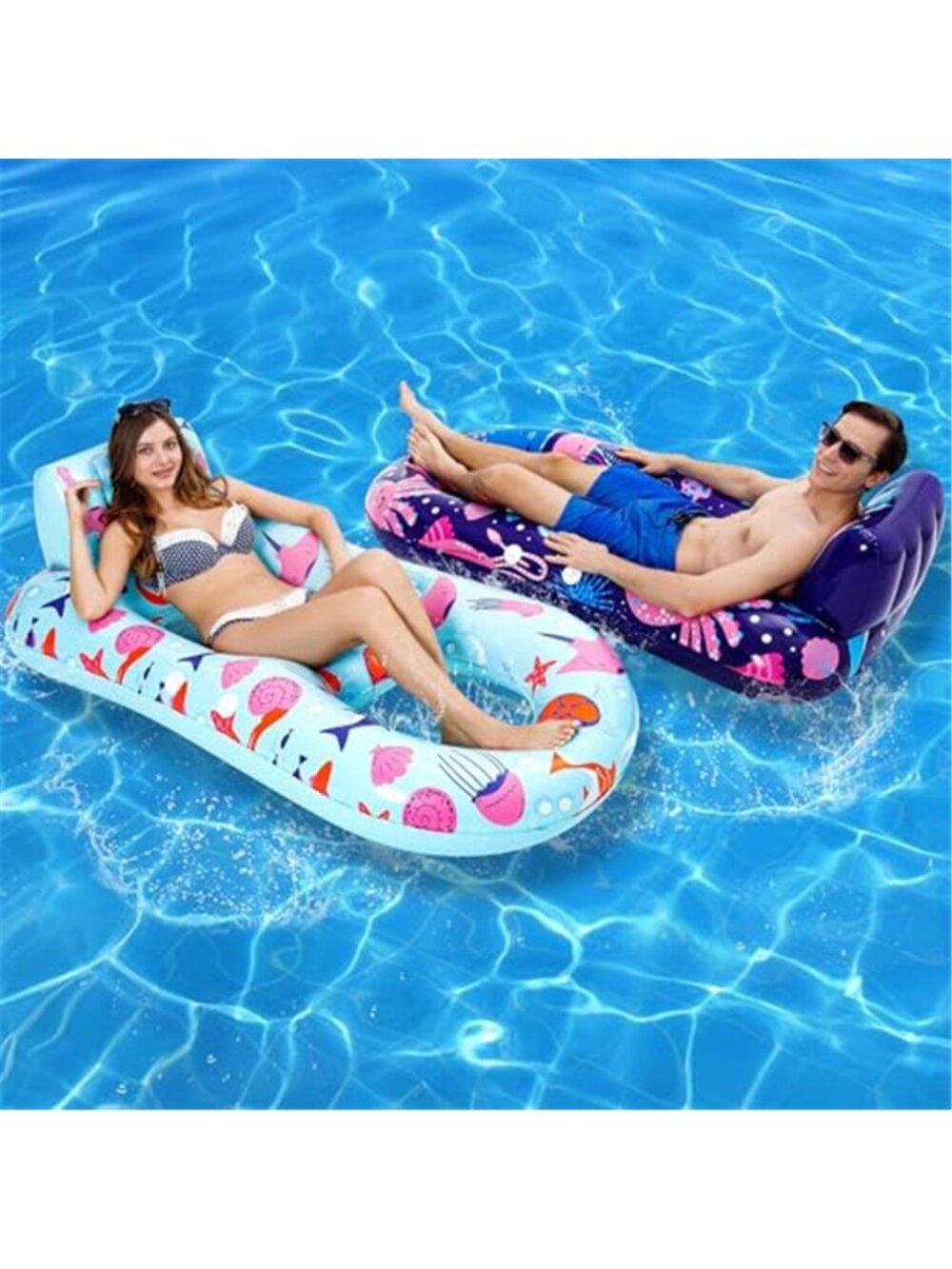 Pool Floats Lounger Adult Inflatable 2 Pack Raft Heavy Duty Cup Holder XL Beach